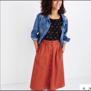 NWT Madewell Palisades Button Front Midi Skirt